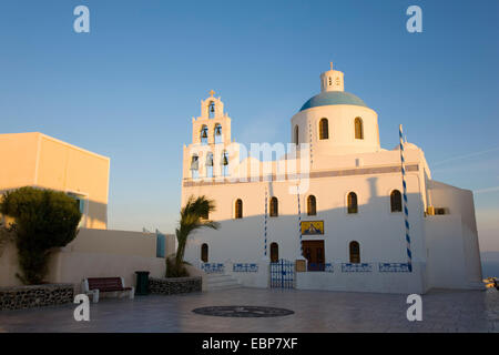 Ia, Santorini, South Aegean, Greece. The church of Panagia Platsani, sunrise. Stock Photo
