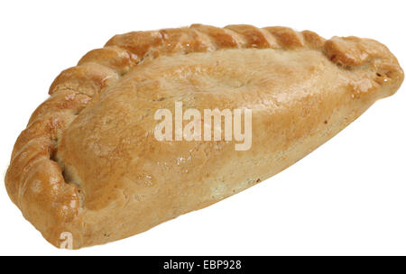 fresh baked cornish pasty isolated on a white background Stock Photo