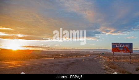 Cisco, Utah - Sunset over Interstate 70, at the Utah-Colorado border. Stock Photo