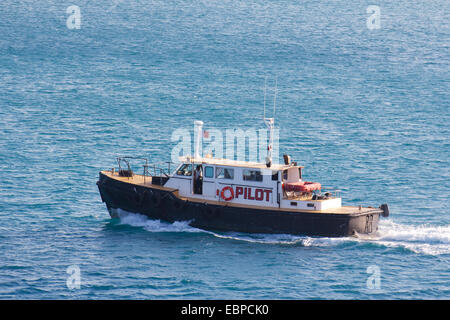 Pilot boat in Nassau harbor in the Bahamas. Stock Photo