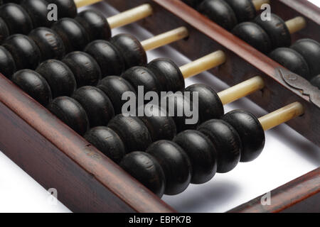 old abacus ancient classic close up isolated on white background Stock Photo