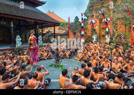 Performance of the Balinese Kecak dance, Ubud, Bali, Indonesia, Southeast Asia, Asia Stock Photo