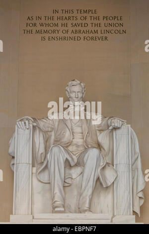 Interior view of the Lincoln Statue in the Lincoln Memorial, Washington D.C., United States of America, North America Stock Photo