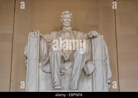 Interior view of the Lincoln statue in the Lincoln Memorial, Washington D.C., United States of America, North America Stock Photo