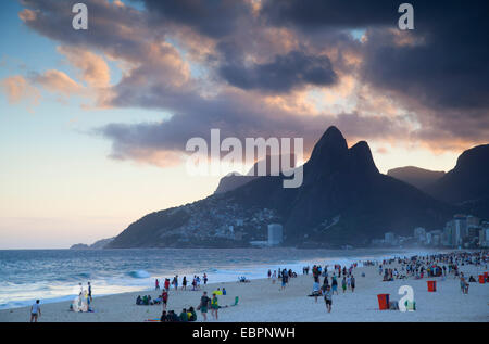 Ipanema beach at sunset, Rio de Janeiro, Brazil, South America Stock Photo