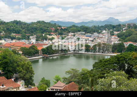 View of the lake and town of Kandy, Sri Lanka, Asia Stock Photo