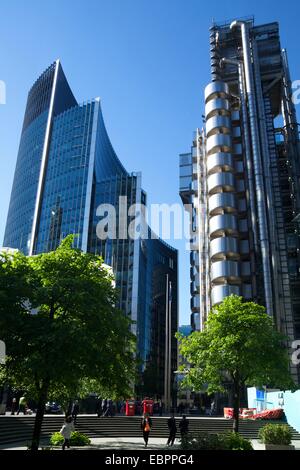 Lloyds and Willis buildings, financial district, City of London, England, United Kingdom, Europe Stock Photo