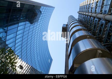 Lloyds and Willis buildings, financial district, City of London, England, United Kingdom, Europe Stock Photo