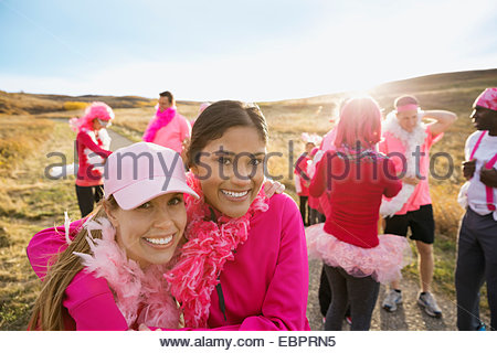Portrait of women in pink at charity race
