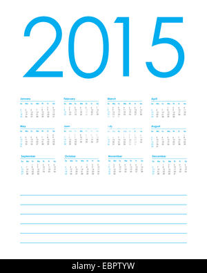 calendar planner for 2015, week starts with sunday, vector illustration Stock Photo