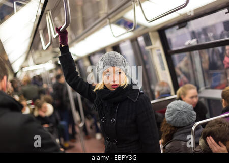 Woman on subway. Stock Photo