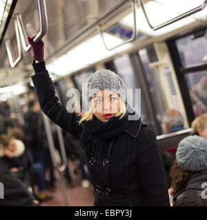 Woman on subway. Stock Photo