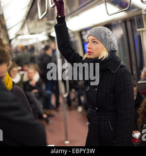 Woman on subway. Stock Photo