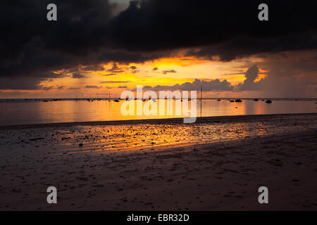 after sunset and rain storm on the beach at Pakarang beach southern of Thailand Stock Photo