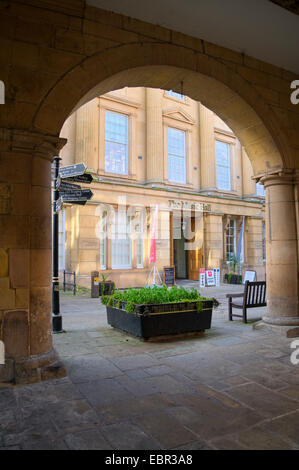Shrewsbury Museum and Art Gallery seen through an arch of the Town Hall ...