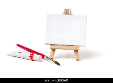 Easel with a blank canvas on a white background Stock Photo