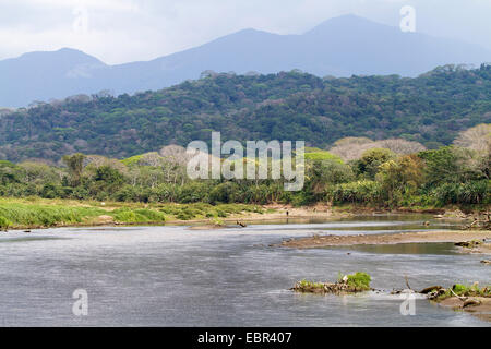 Rio Tarcoles near the water mouth into the Pacific Ocean in dry season, Costa Rica, Rio Tarcoles Stock Photo