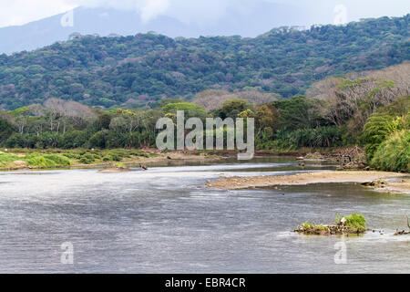 Rio Tarcoles near the water mouth into the Pacific Ocean, Costa Rica, Rio Tarcoles Stock Photo