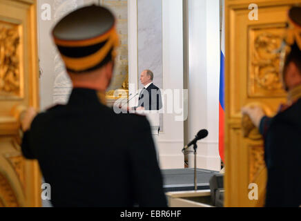 Moscow, Russia. 4th Dec, 2014. Russian President Vladimir Putin gives his annual state of the nation address in the Kremlin in Moscow, capital of Russia, on Dec. 4, 2014. © RIA Novosti/Xinhua/Alamy Live News Stock Photo