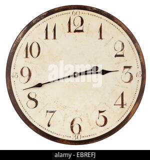 Old antique wall clock isolated on a white background Stock Photo - Alamy