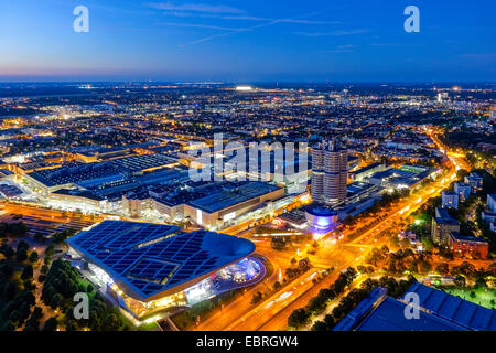 view onto the BMW-World and main administration building, Germany, Bavaria, Muenchen Stock Photo