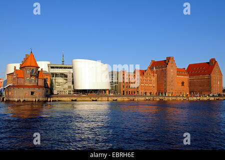 Lotsenhaus, Ozeaneum and old storage houses at the Alter Hafen, Germany, Mecklenburg-Western Pomerania, Stralsund Stock Photo