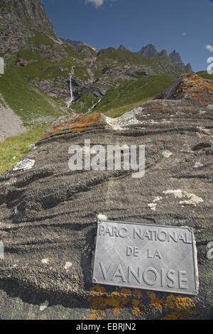 Sign - Parc National de la Vanoise, France, Savoie, Vanoise National Park Stock Photo