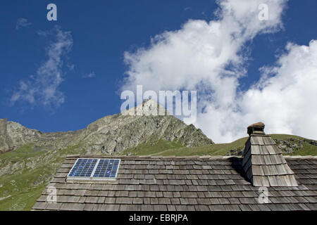 Solar panels - Refuge de plaisance, France, Savoie, Vanoise National Park Stock Photo