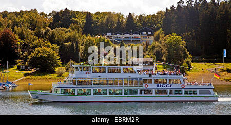 passenger ship on Lake Bigge, Germany, North Rhine-Westphalia, Sauerland Stock Photo