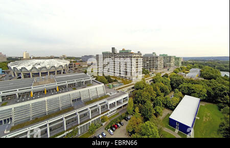 aerial view to the Ruhr-Universitaet Bochum with refectory, Audimax, natural sciences and engineering sciences, Germany, North Rhine-Westphalia, Ruhr Area, Bochum Stock Photo