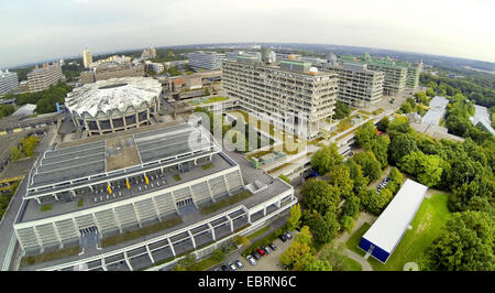 aerial view to the Ruhr-Universitaet Bochum with refectory, Audimax, natural sciences and engineering sciences, Germany, North Rhine-Westphalia, Ruhr Area, Bochum Stock Photo