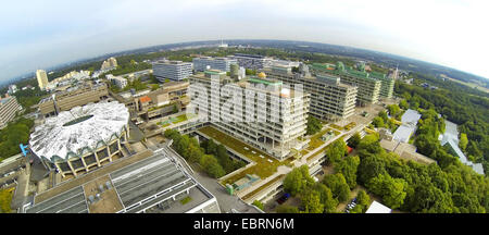 aerial view to the Ruhr-Universitaet Bochum with refectory, Audimax, natural sciences and engineering sciences, Germany, North Rhine-Westphalia, Ruhr Area, Bochum Stock Photo