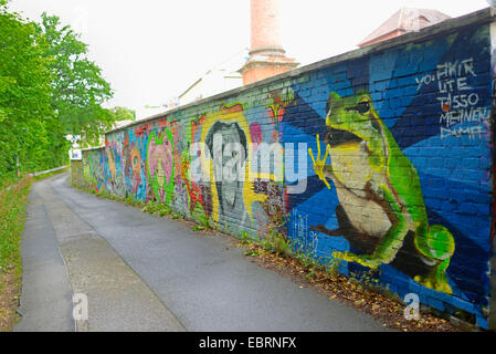 frog as a graffiti on a wall , Germany, Bavaria, Stein Stock Photo