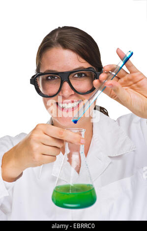 female laboratory assistant experimenting Stock Photo