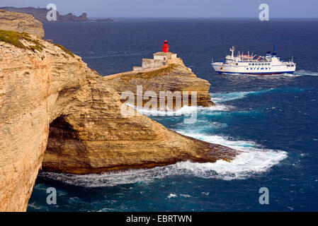 lighthouse Madonetta in the south of Corsica island, France, Corsica, Bonifacio Stock Photo