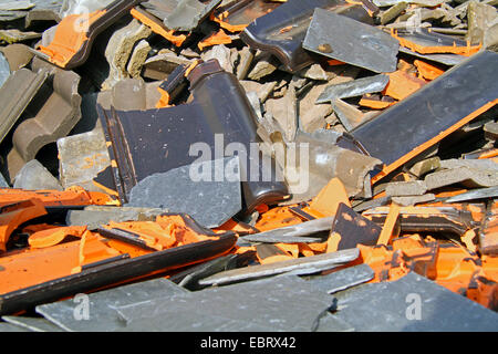 damaged roof tiles, Germany Stock Photo