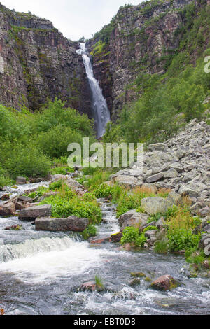 waterfall Njupesaer, Sweden, Fulufjaellet National Park Stock Photo