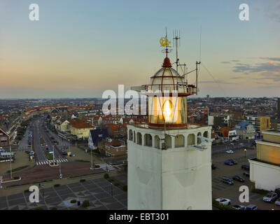 aerial view to the top of the lighthouse of Noordwijk in evening light, Netherlands, South Holland, Noordwijk Stock Photo