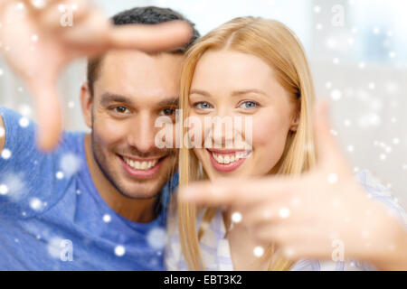 happy couple hugging at home Stock Photo