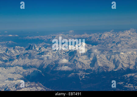 aerial view of the Mont Blanc massif, France, Montblanc Stock Photo