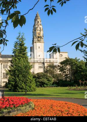 Alexandra Gardens and City Hall Cathays Park Cardiff Wales Stock Photo