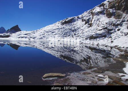 mountain slope mirroring in Lake Kongde, Nepal, Khumbu Himal, Himalaya Stock Photo