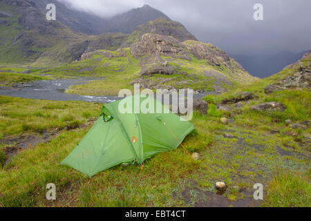 tent at the Loch Coruisk in the Cuillin Hills, United Kingdom, Scotland, Isle of Skye Stock Photo