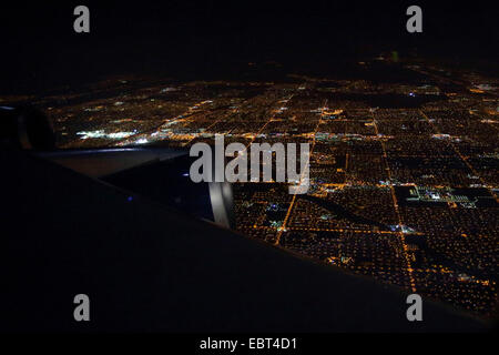 view from airplane to the city of Phoenix at night, USA, Arizona, Phoenix Stock Photo