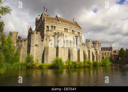 moated castle Gravensteen in Ghent, Belgium, Gent Stock Photo