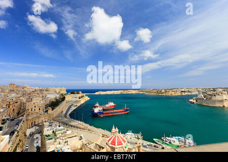 Valletta Malta harbor and seafront , Malta, Valletta Stock Photo