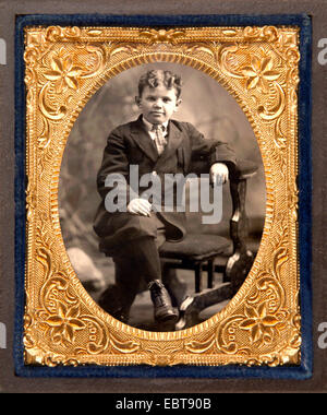 Daguerreotype photo of a young man Stock Photo
