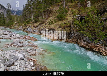 headwater of Isar river in Hinterautal, Austria, Tyrol, Karwendel Mountains Stock Photo
