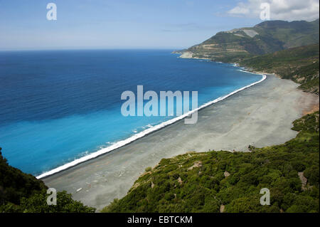 black beach of Nonza, France, Corsica, Cap Corse Stock Photo