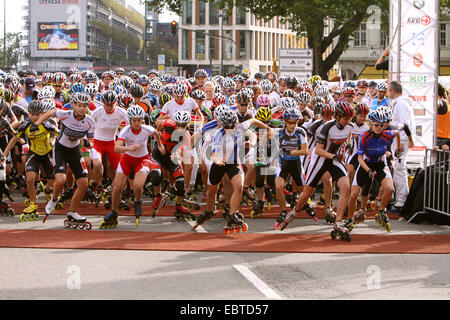 start of the in-line skaters at the Koelnmarathon, Germany, North Rhine-Westphalia, Cologne Stock Photo
